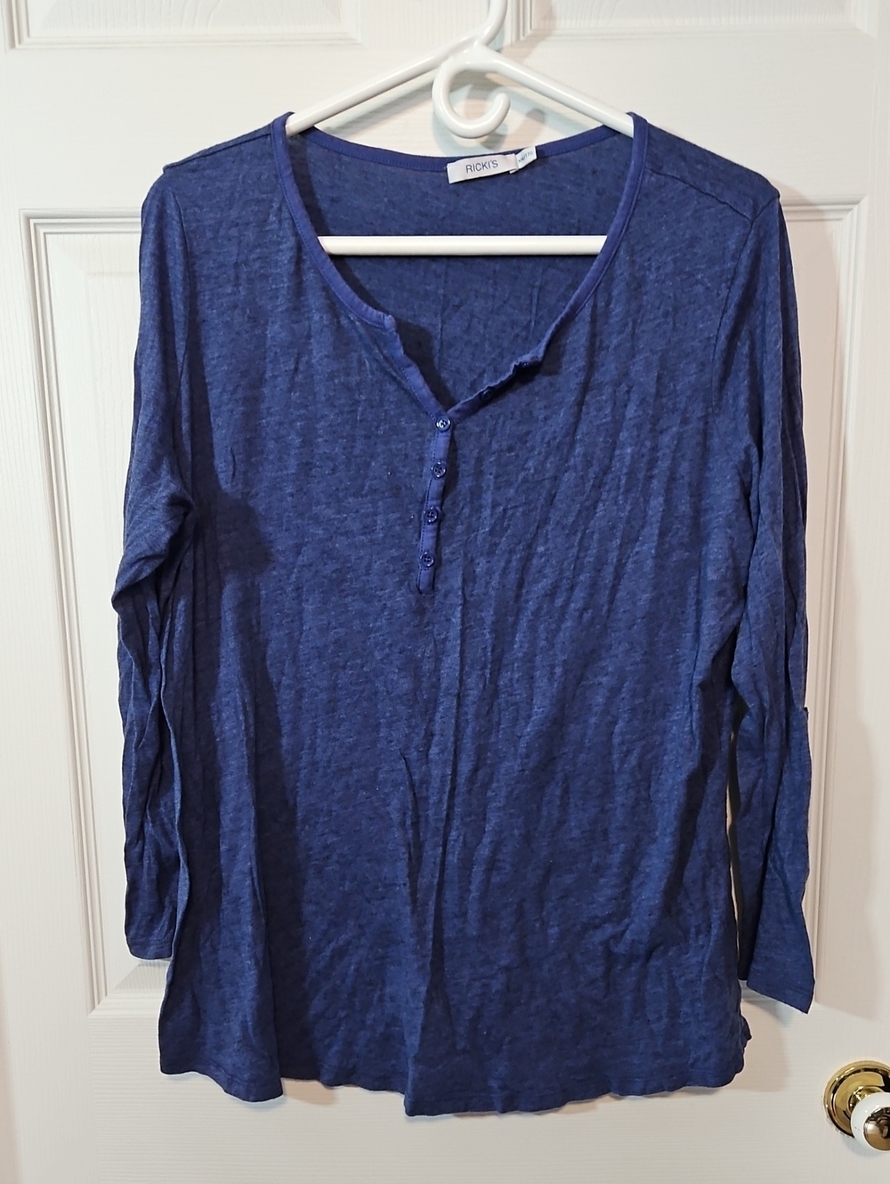Ricki's Men's Long Sleeve Henley Shirt - Deep Blue